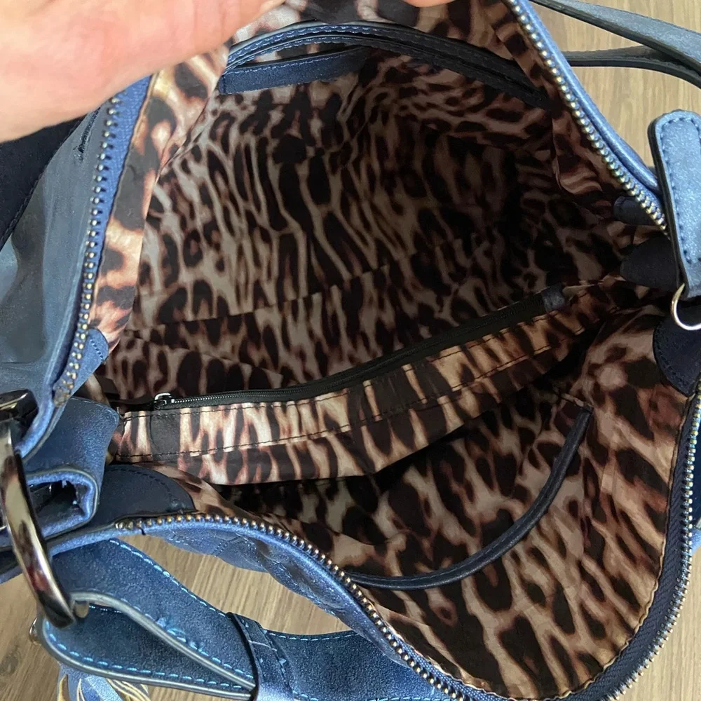 Nicole Miller Faux Suede Quilted Hobo Bag